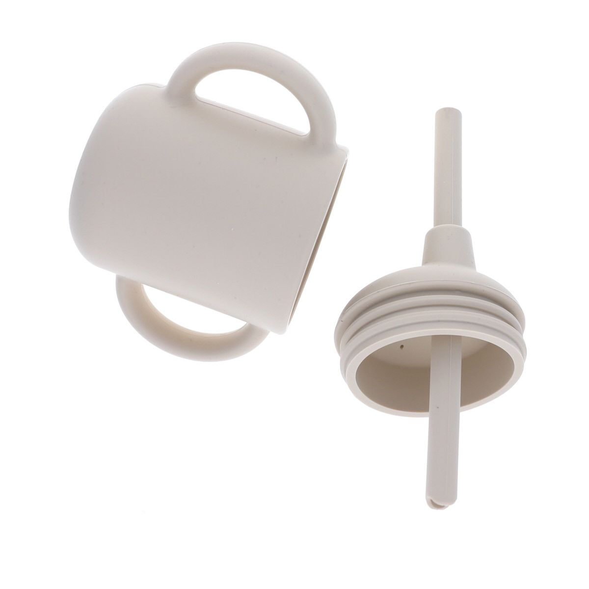 Gobelet paille silicone beige Pause goûter