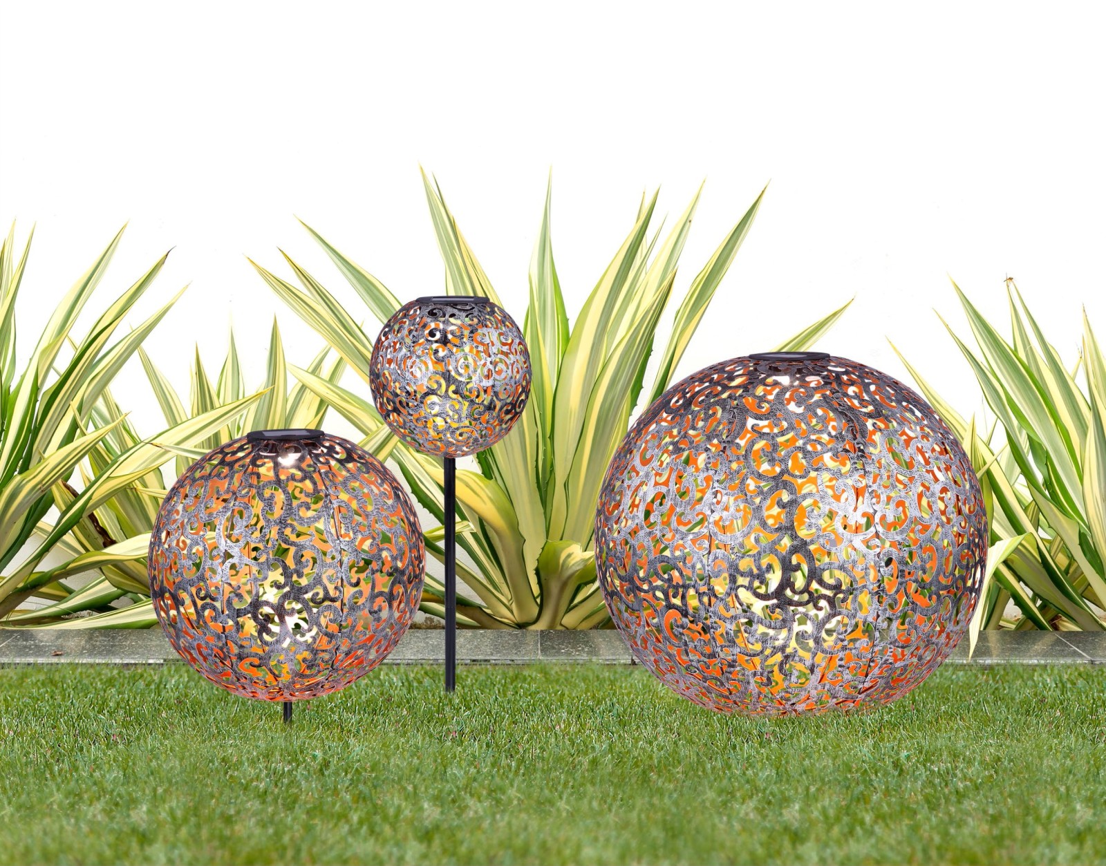 Solarleuchte - silberfarben antik - Metall- 50 cm hoch