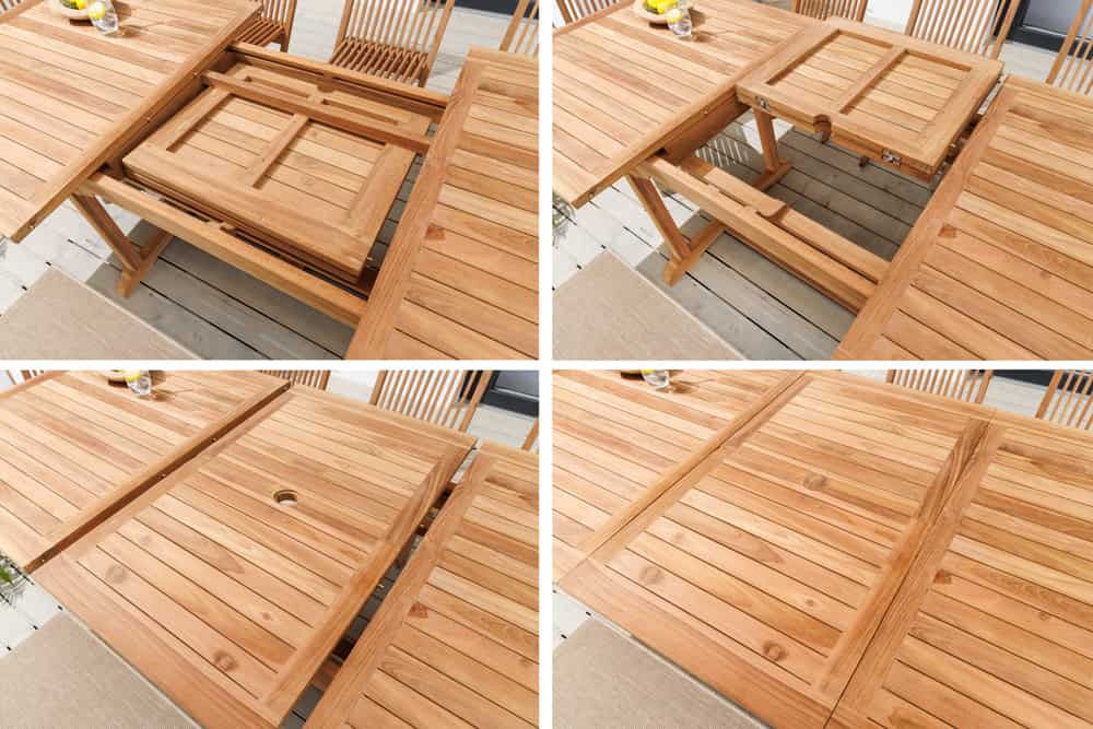 Ausziehbarer Gartentisch EMPIRE TEAK 170-230cm natur Teakholz massiv wetterfest