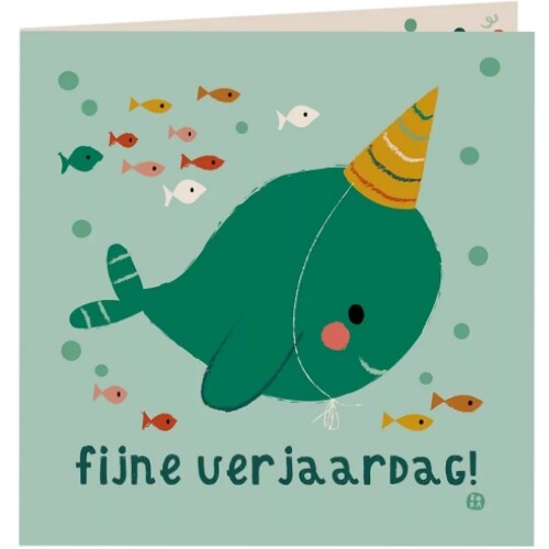 By bora verjaardagskaart met envelop - narwal