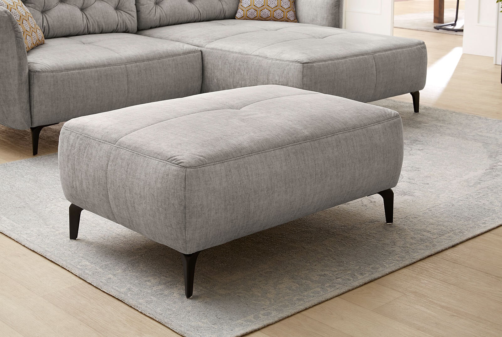 Hocker Salo Stoffbezug Hellgrau 111x45x79 cm