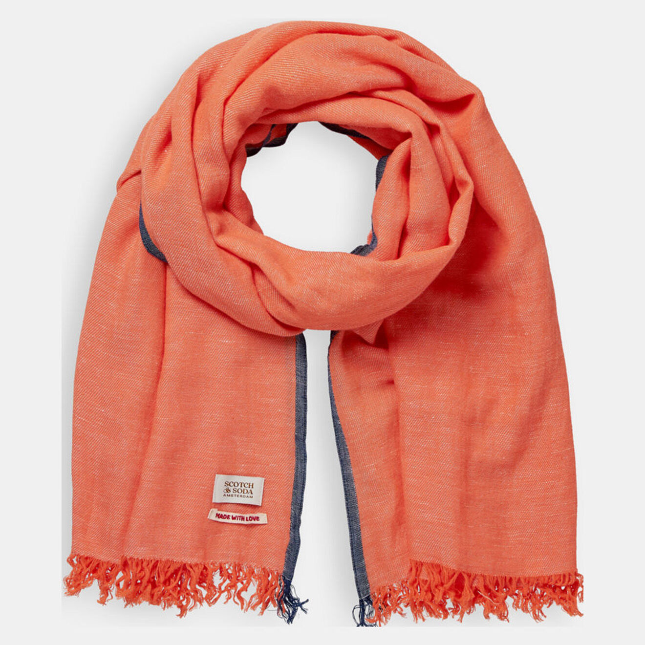 Scotch & Soda Chèche en Coton Bio & Lin orange clair - 172x80 cm