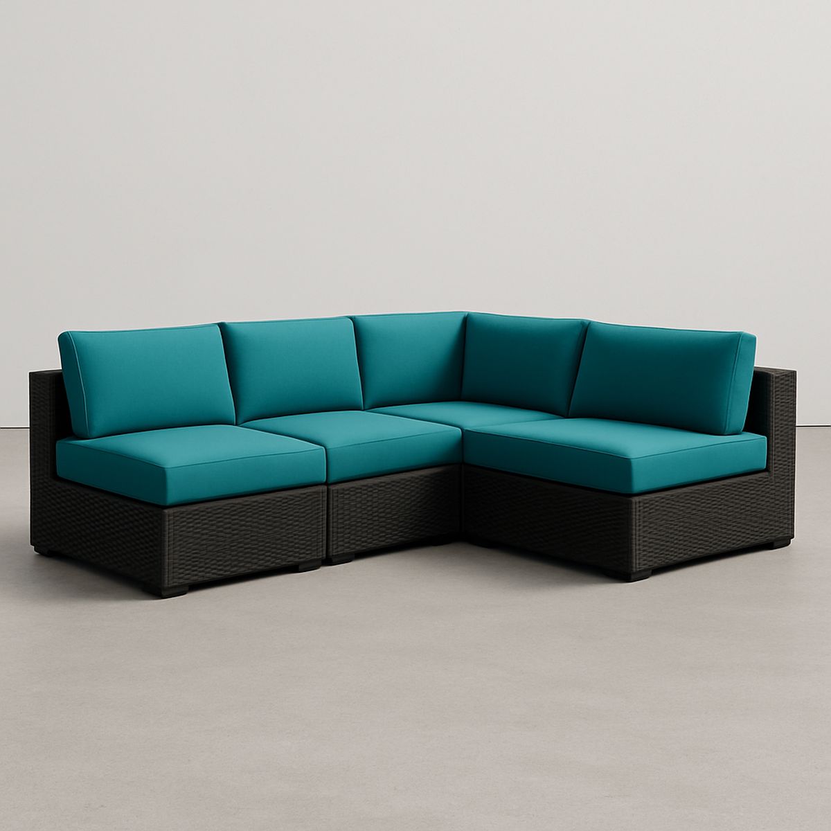 Ecksofa-Set Polyrattan Polyester Türkis 215x80x65 cm