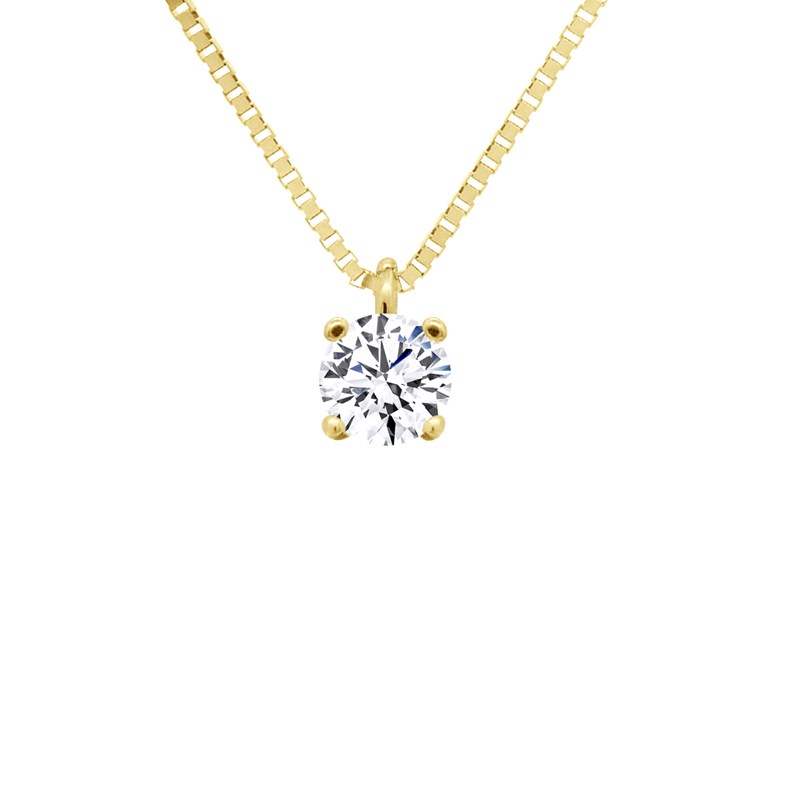 Collier solitaire - Or Jaune - Orné d'un Oxyde de Zirconium 3 mm serti Griffe