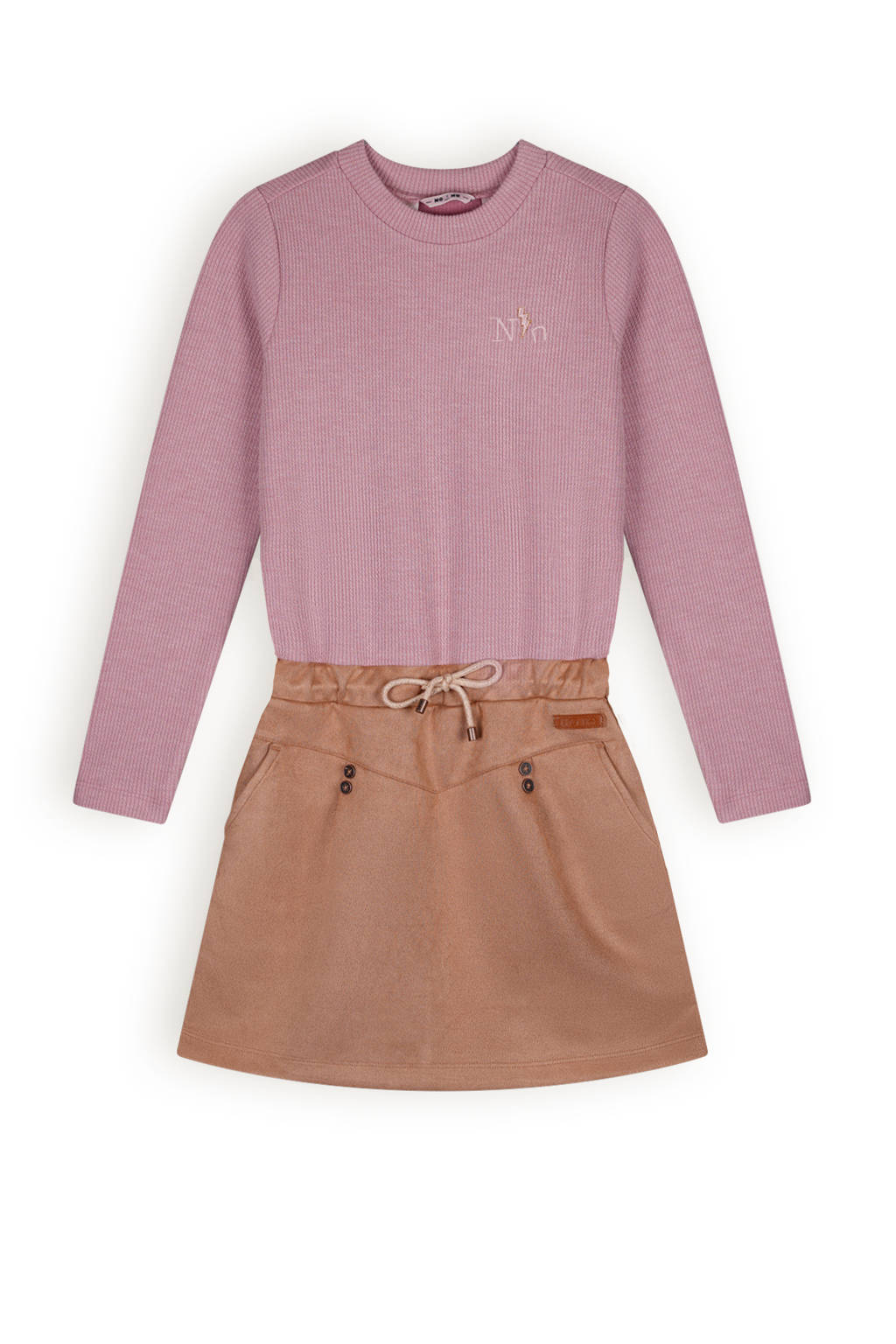 NONO jurk Mickey lichtroze/taupe