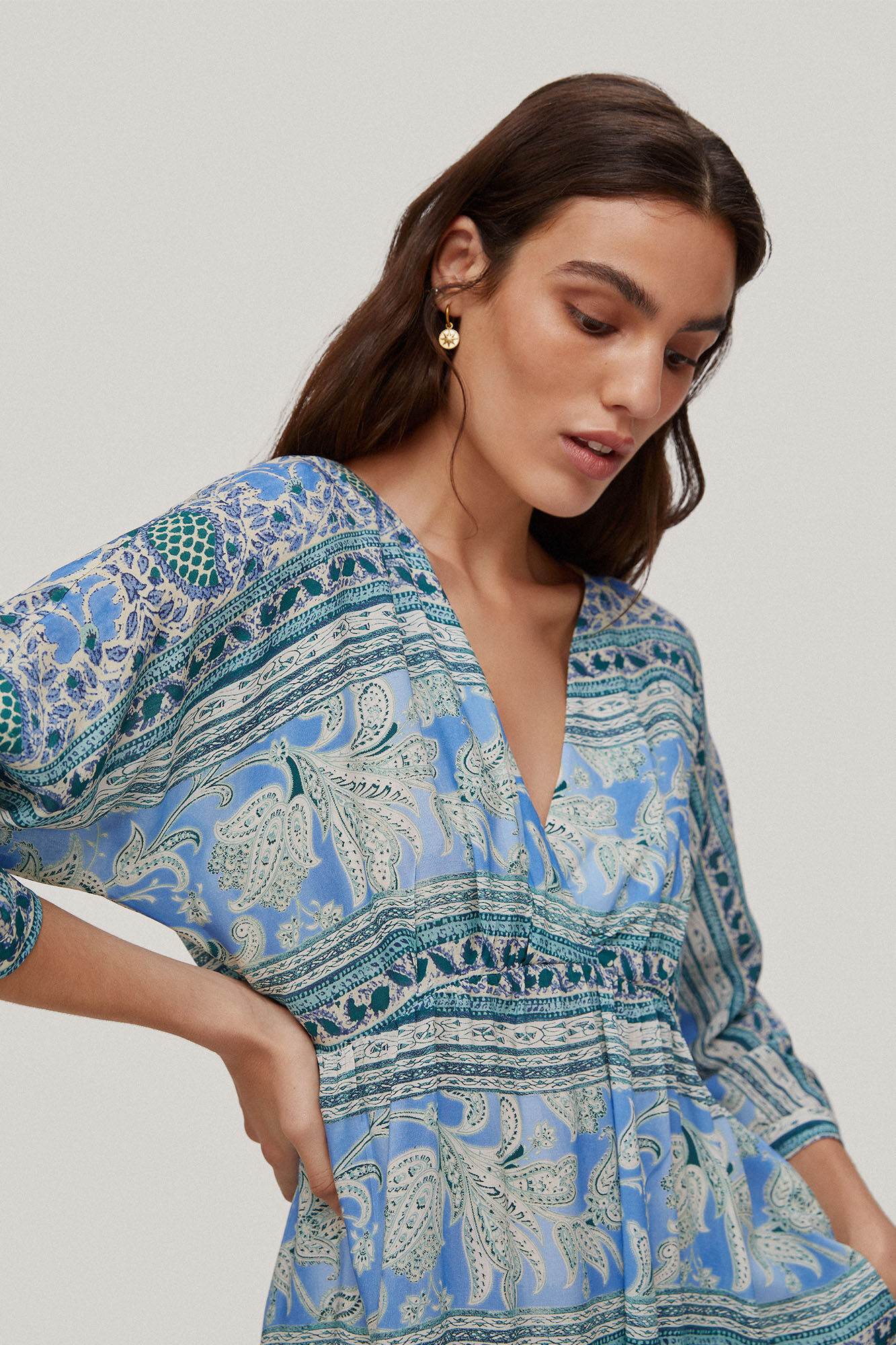 Vestido amplo estampado - Azul