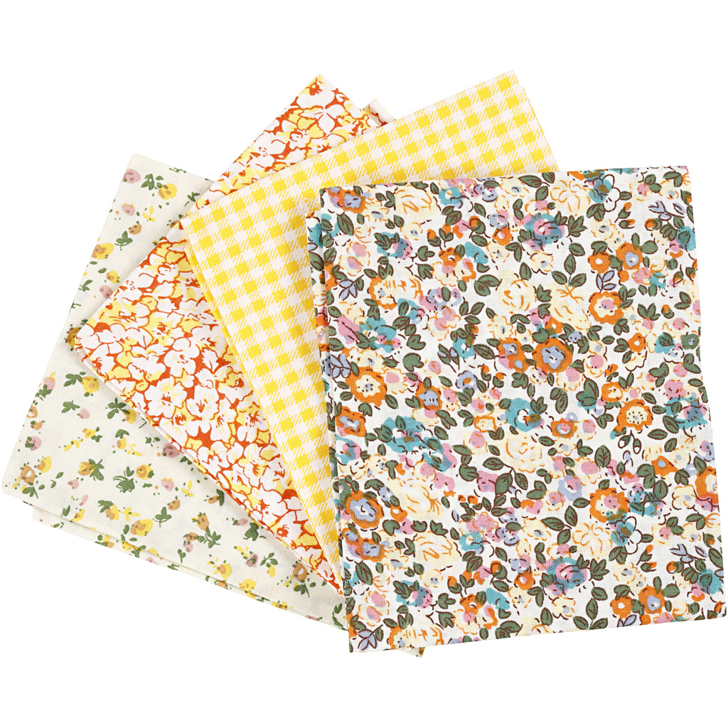 Patchwork Stof Geel 45x55cm, 4st.