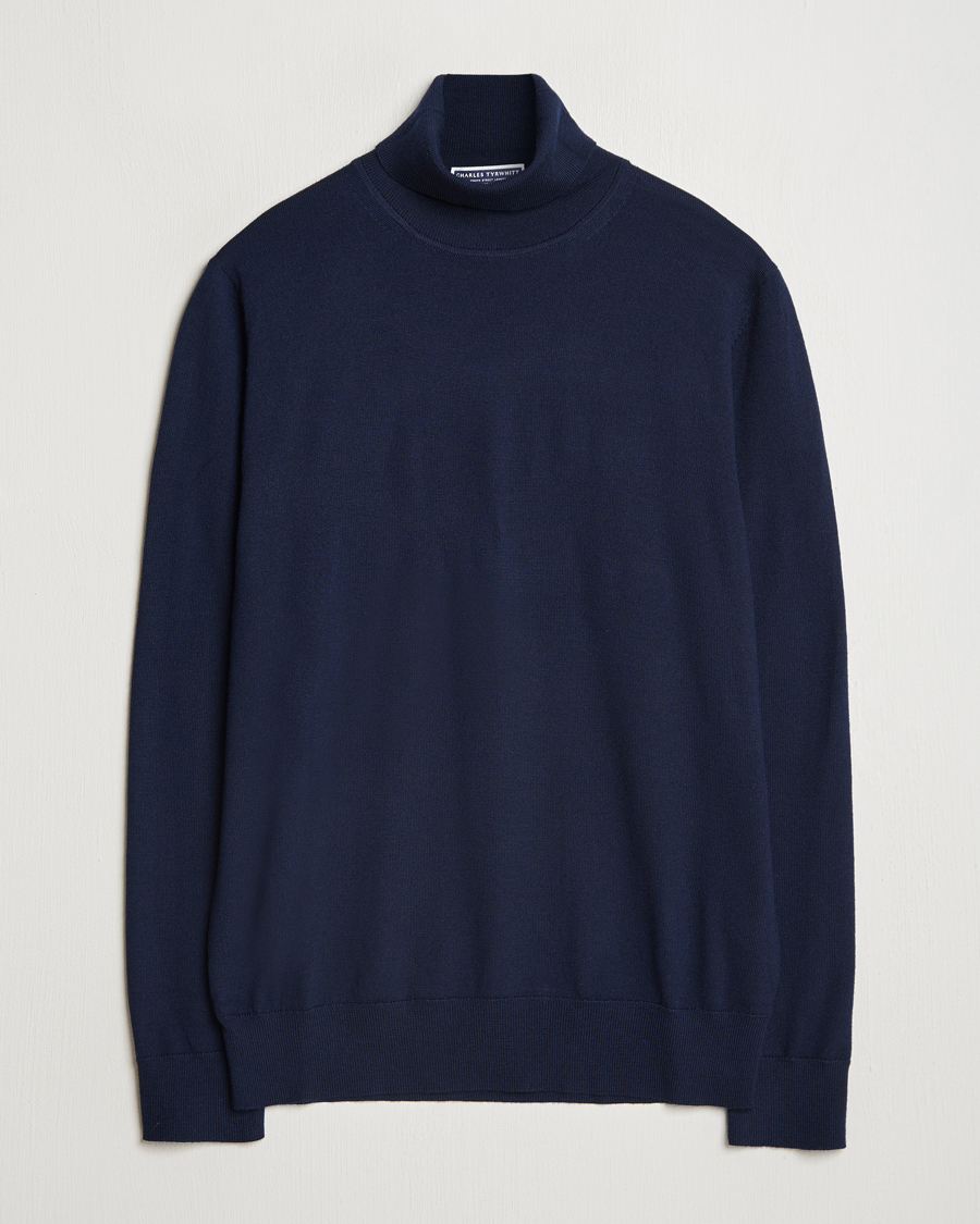 Charles Tyrwhitt Pure Merino Roll Neck Jumper Navy