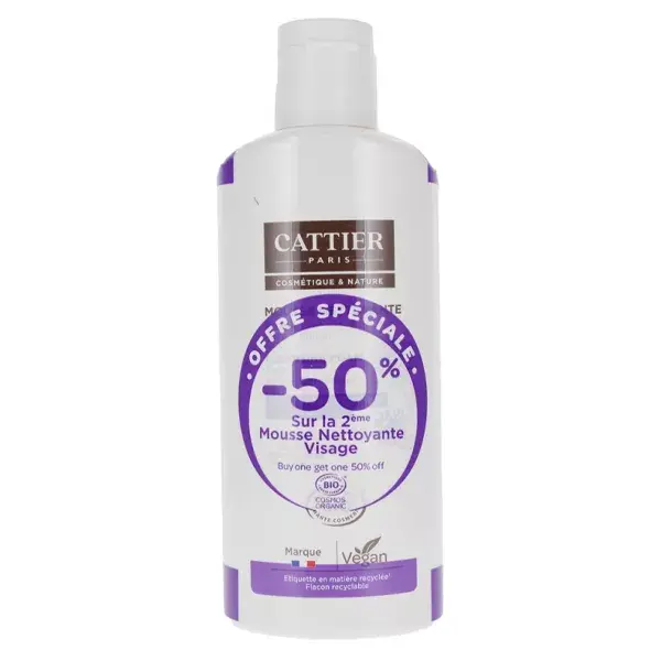 Cattier Nettoyant & Démaquillant Mousse Nettoyante Bio Lot de 2 x 150ml