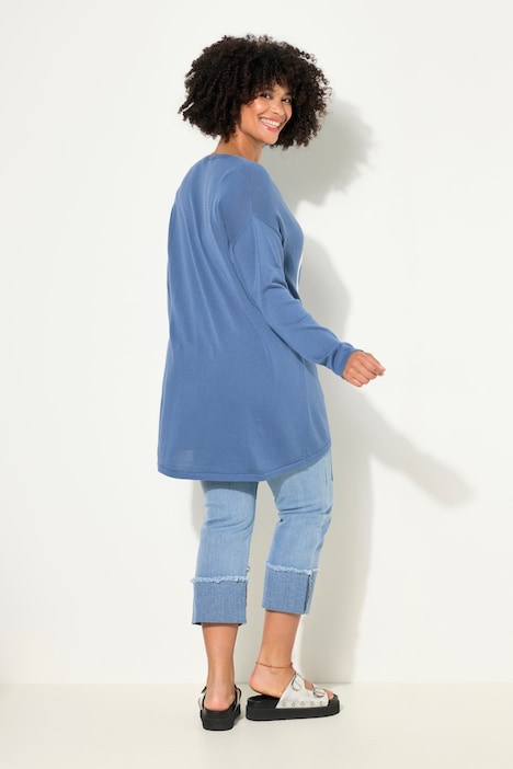 Pullover, oversized, Smiley, V-Ausschnitt, Langarm