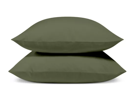 Lot de 2 Taies d'oreiller 100% Percale de coton - Kaki - 65x65cm