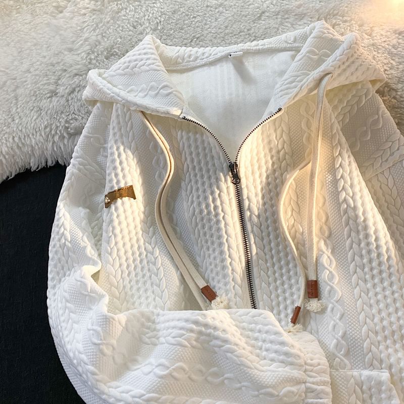 Bolgivy - Hoodie met rits en reliëfapplicatie