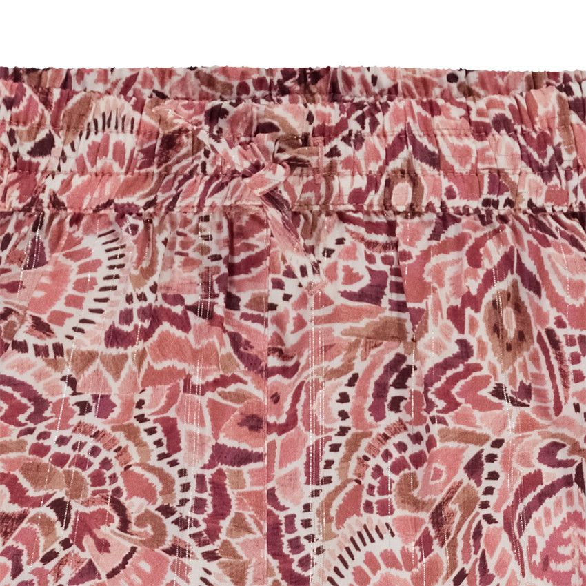 Pantalon fluide imprimé bohème pour fille - Fuchsia