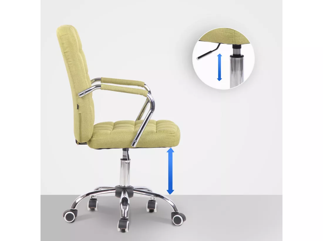 Chaise de bureau - Tissu & Métal chromé - Vert - Terni