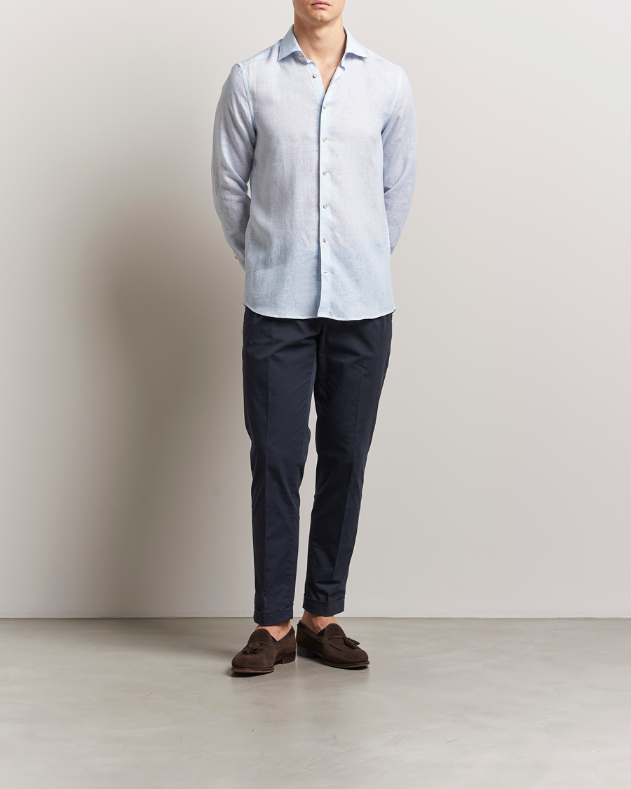 Stenströms Slimline Linen/Lycell Shirt Blue