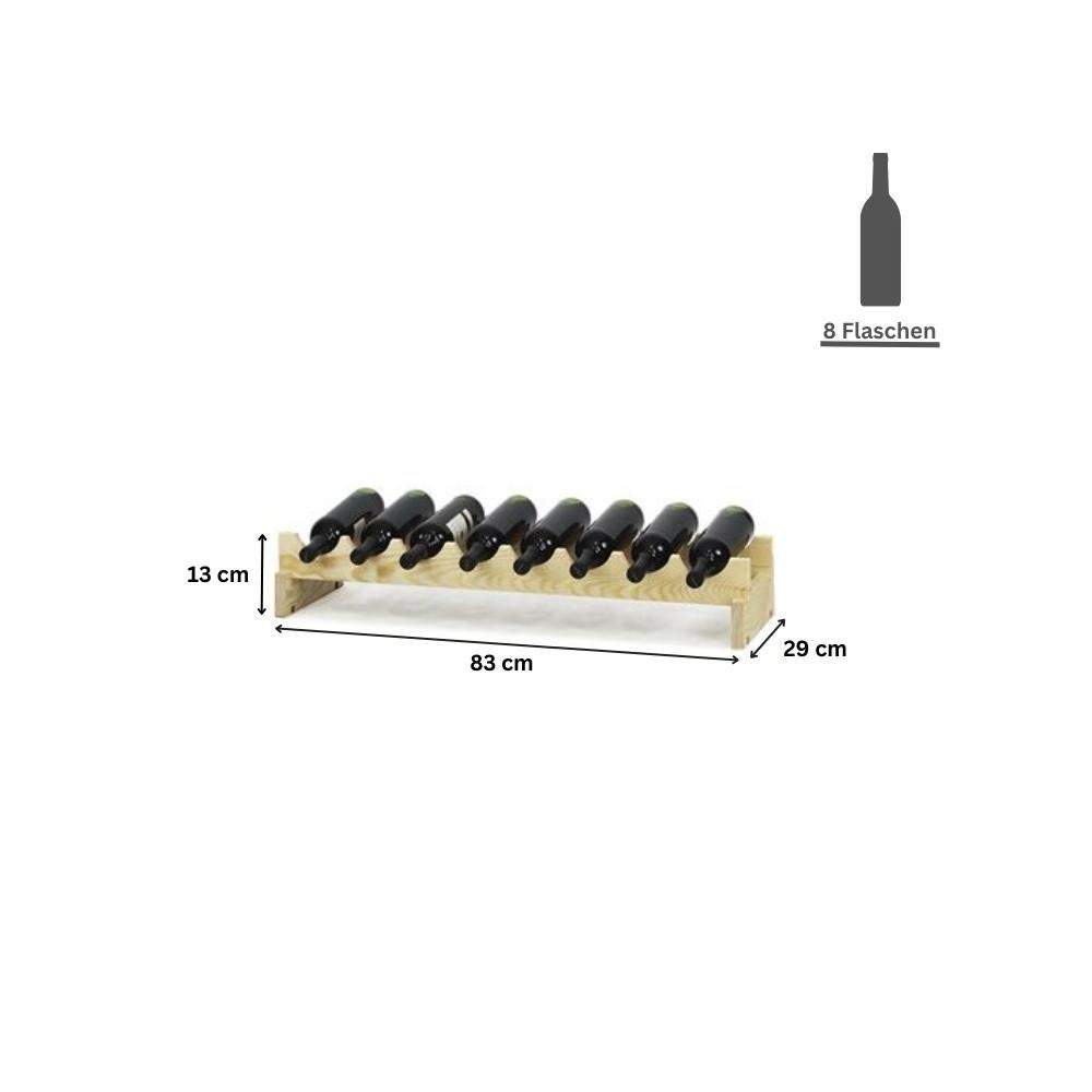 PROREGAL Wijnrek Vinoteca Flex HxBxD 13 x 83 x 29 cm 8 Flessen Massief grenenhout Natuurlijk Onbehandeld