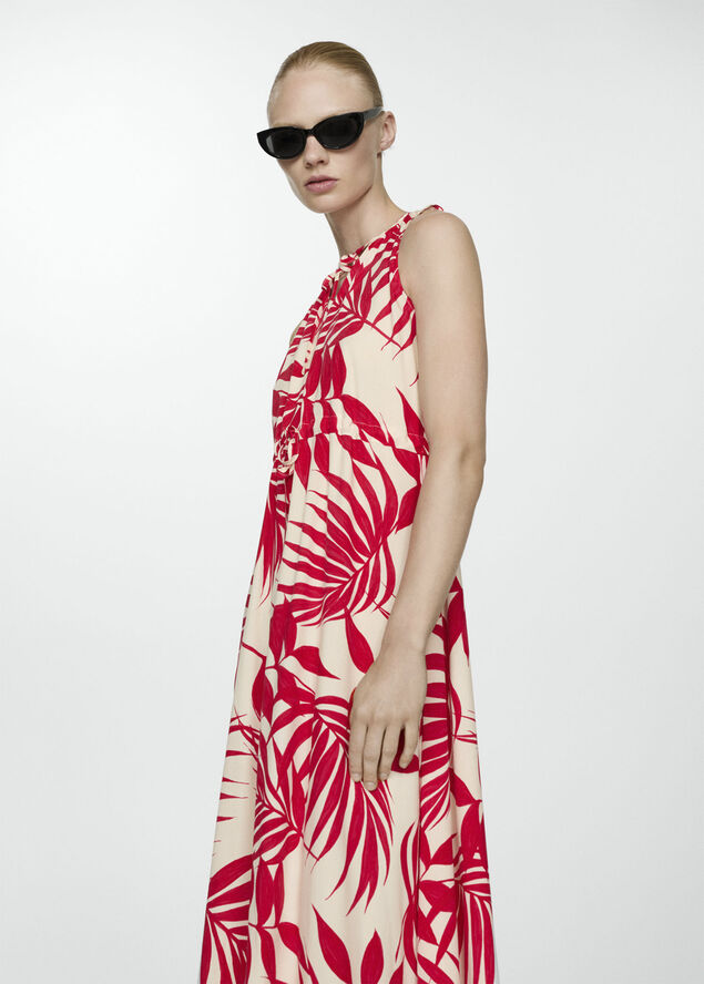 MANGO Bow printed dress Red