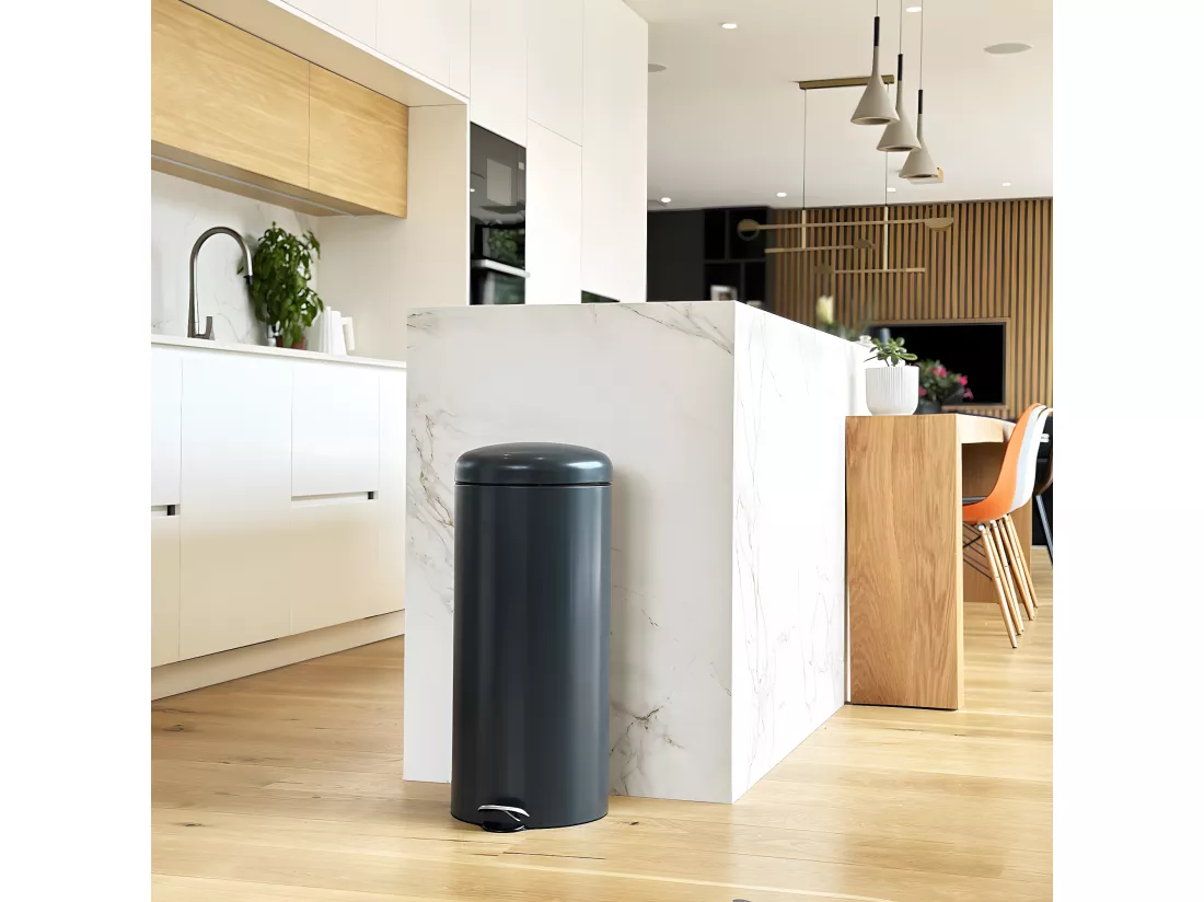 Poubelle de cuisine à pédale URBAN Gris Acier inoxydable 30 L