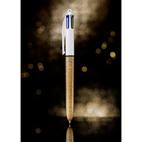 Stylo bille Bic 4 couleurs Festif rétractable point 1 mm - écriture moyenne