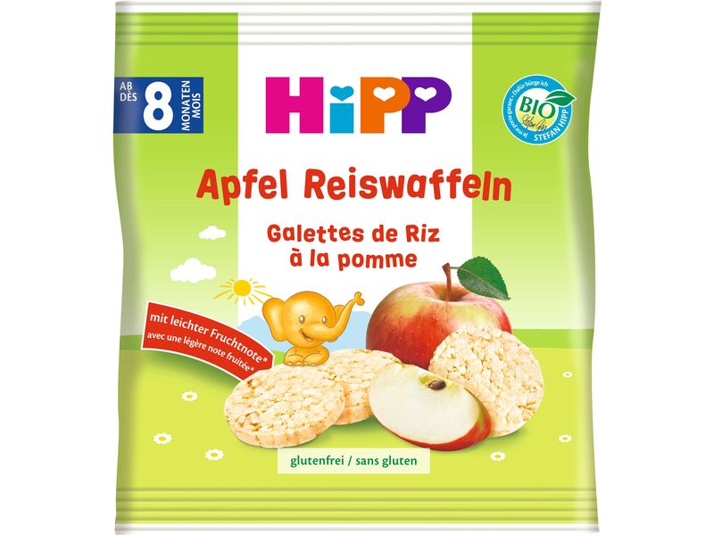 HIPP Reiswaffel Apfel 30 g Kindgerechter Knabberspass für zwischendurch