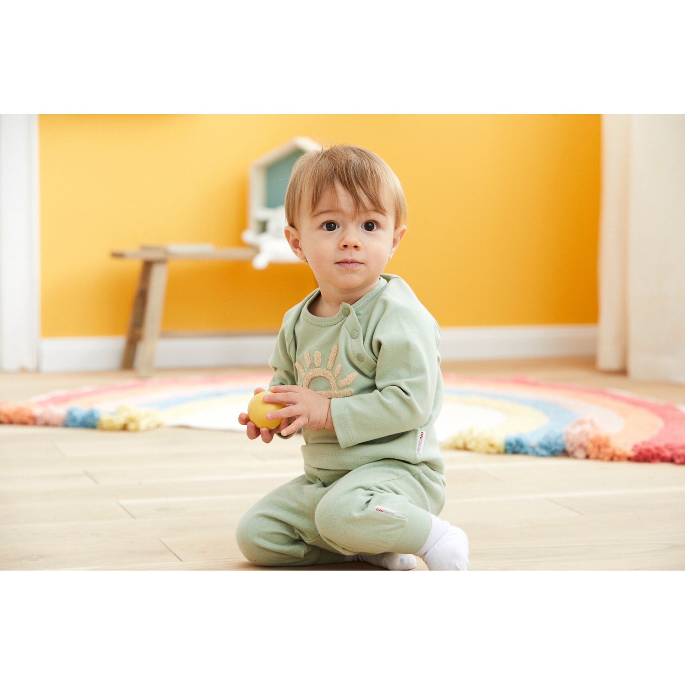 Bornino - Be Happy Raglanshirt Frottee-Sonne grün