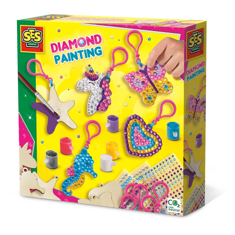 SES Creative Diamond painting houten sleutelhangers