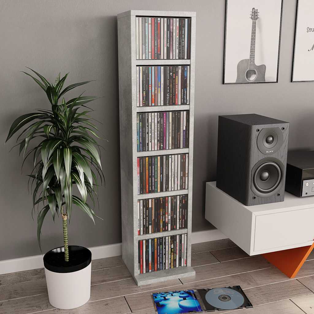 vidaXL CD-kast betongrijs 21x20x88 cm