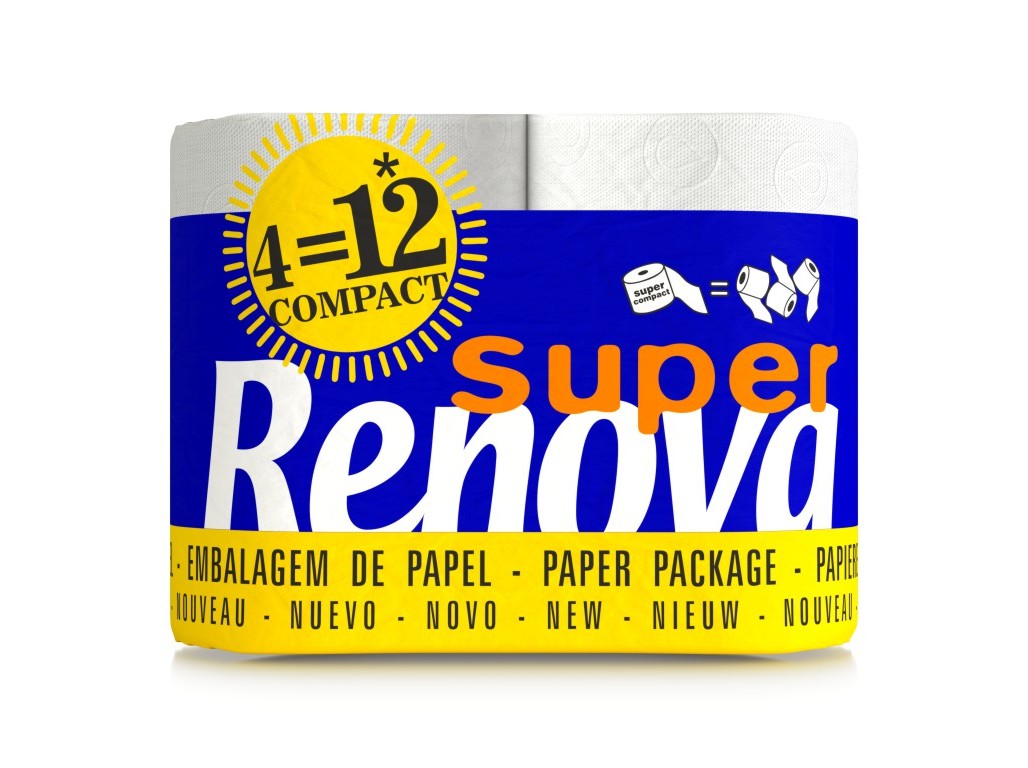 PAPEL RENOVA HIGIÉNICO SUPER COMPACT 4=12ROLOS