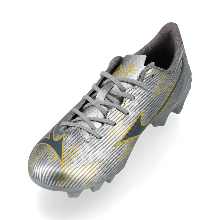 Mizuno Alpha II Select FG/AG Platinum Silver - Argent/Doré Enfant