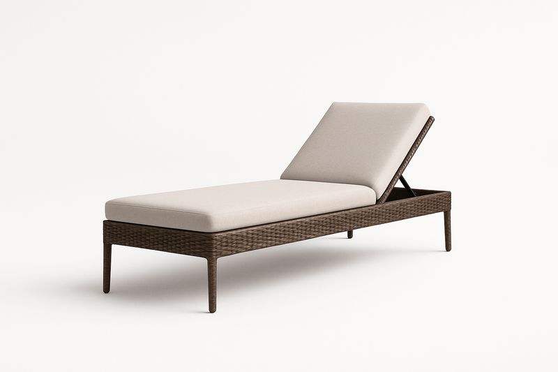 Verstellbare Rattan Sonnenliege Braun Creme 200cm x 70cm