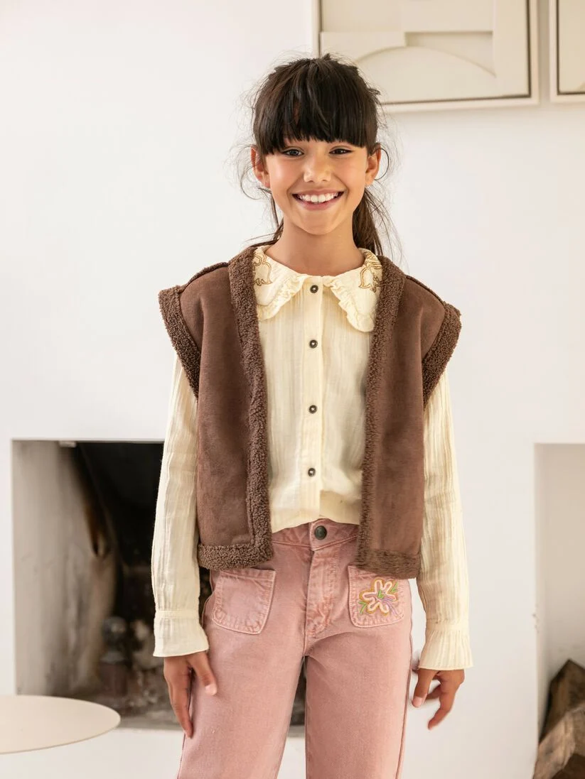 LIKE FLO bruine like flo gilet bonded teddy gillet