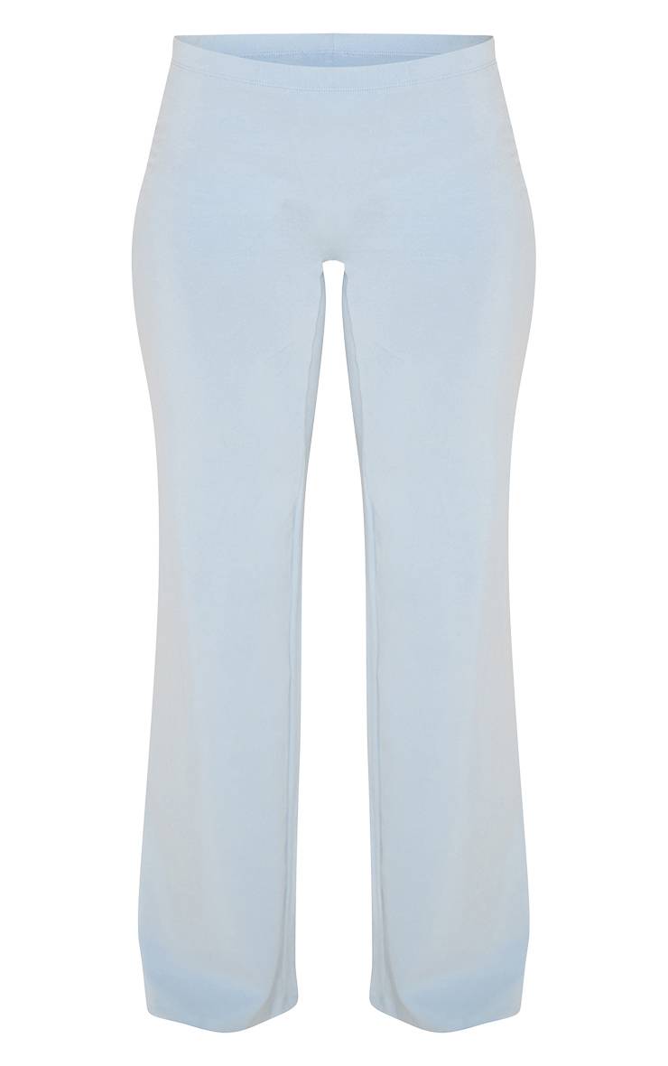 Bleu Poudré Pantalon De Détente Droit Taille Basse En Coton Doux