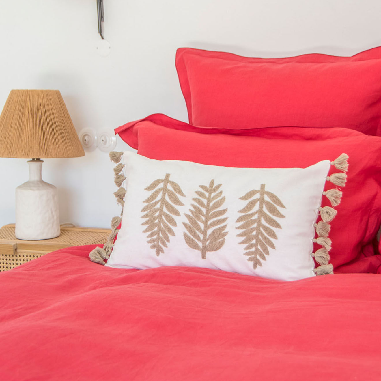 Febronie Home Drap housse 100% Lin Hortense framboise
