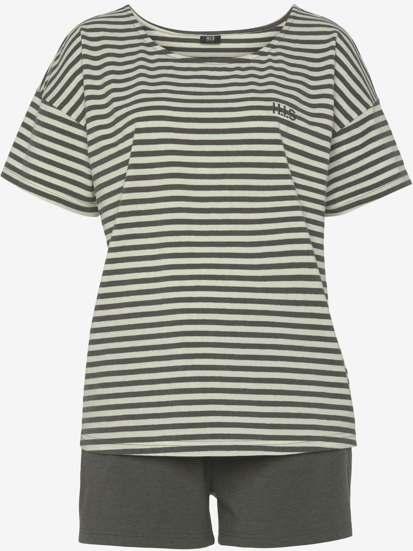 Pyjama court à rayures en fils teintés