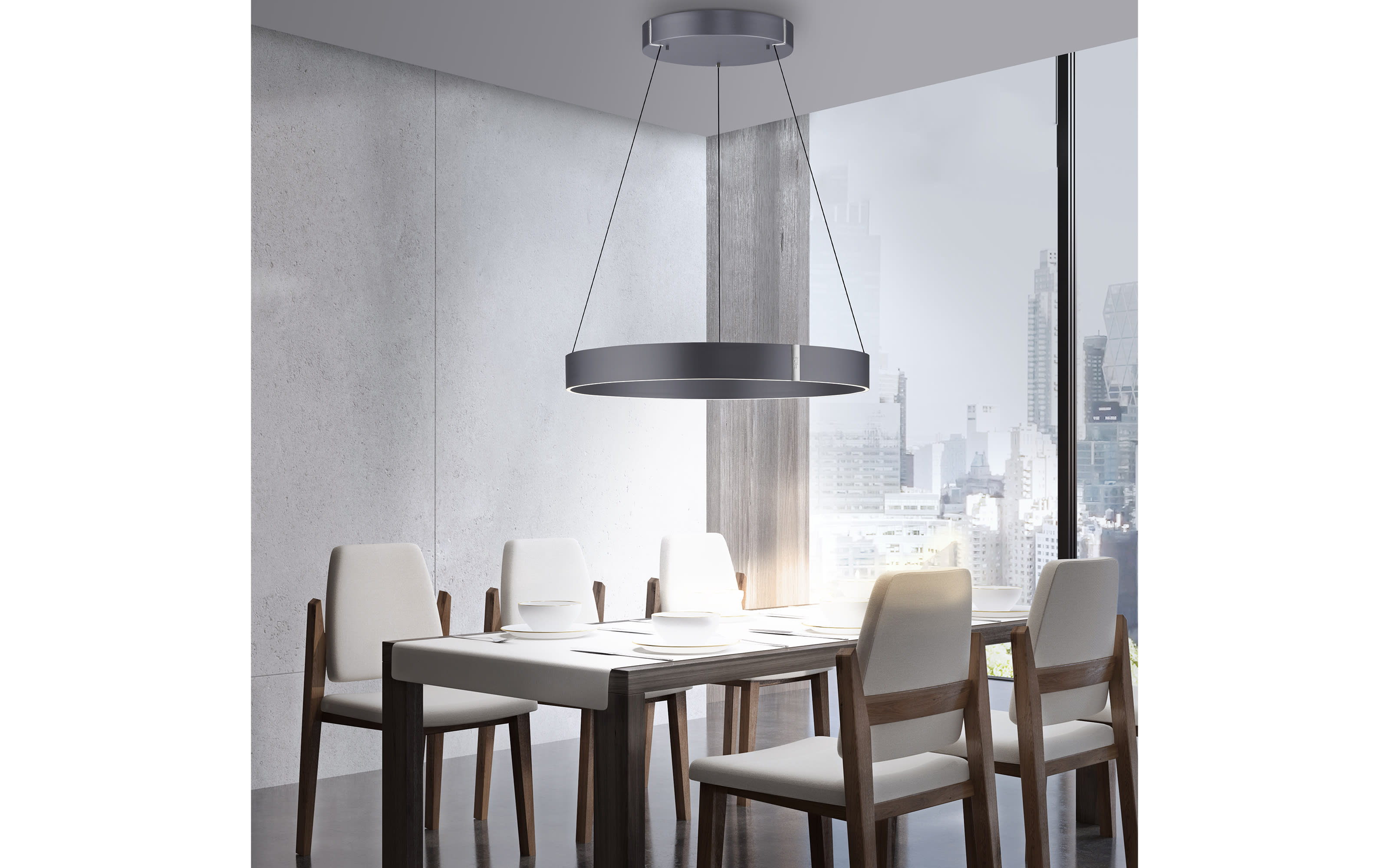 LED-Pendelleuchte Pure E-Clipse, anthrazit, 240 cm