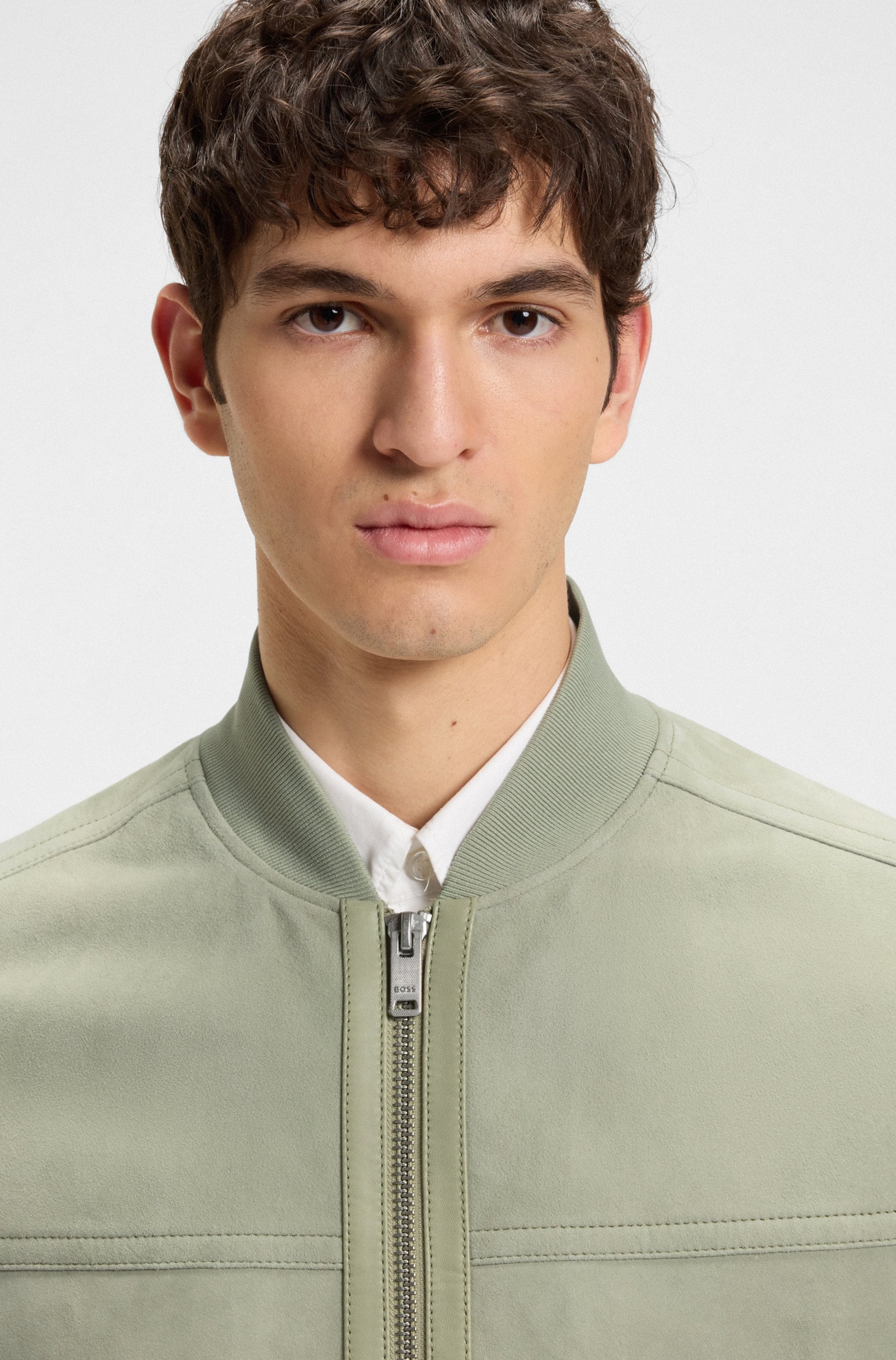 BOSS ORANGE Lederjacke »Johice« aus weichem Ziegennappaleder Premium Herrenmode Leather Blouson Bomber