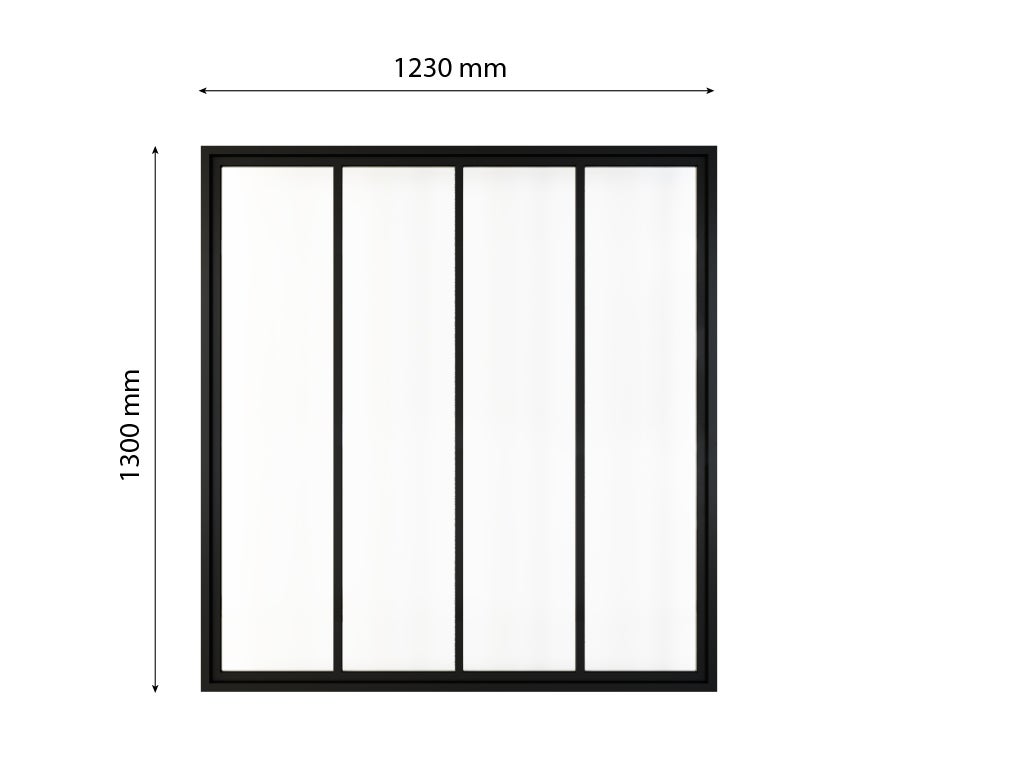Binnenwand van glas in industriële stijl 1230x1300mm helder zwart
