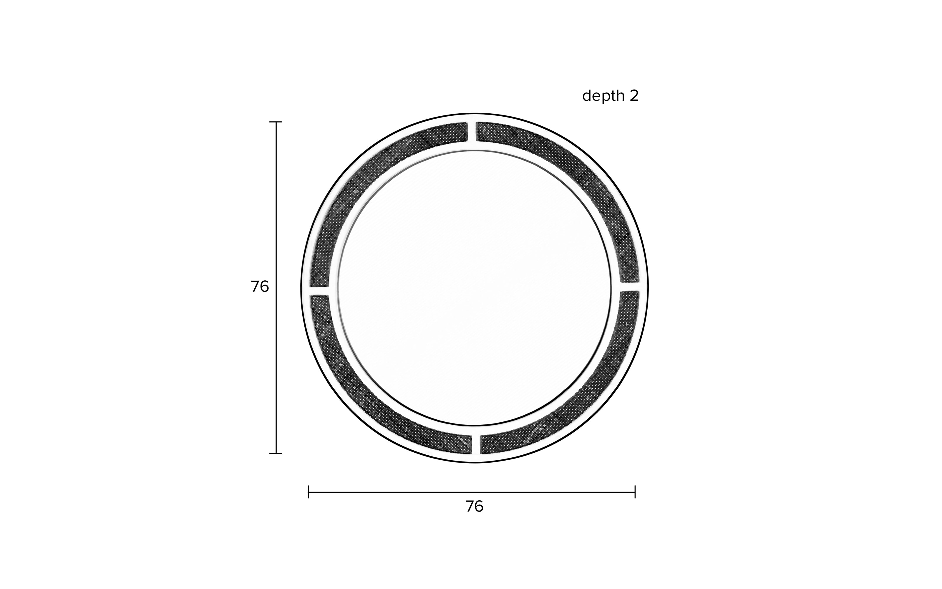 Spiegel Aida Round, schwarz/Rattan, 76 cm