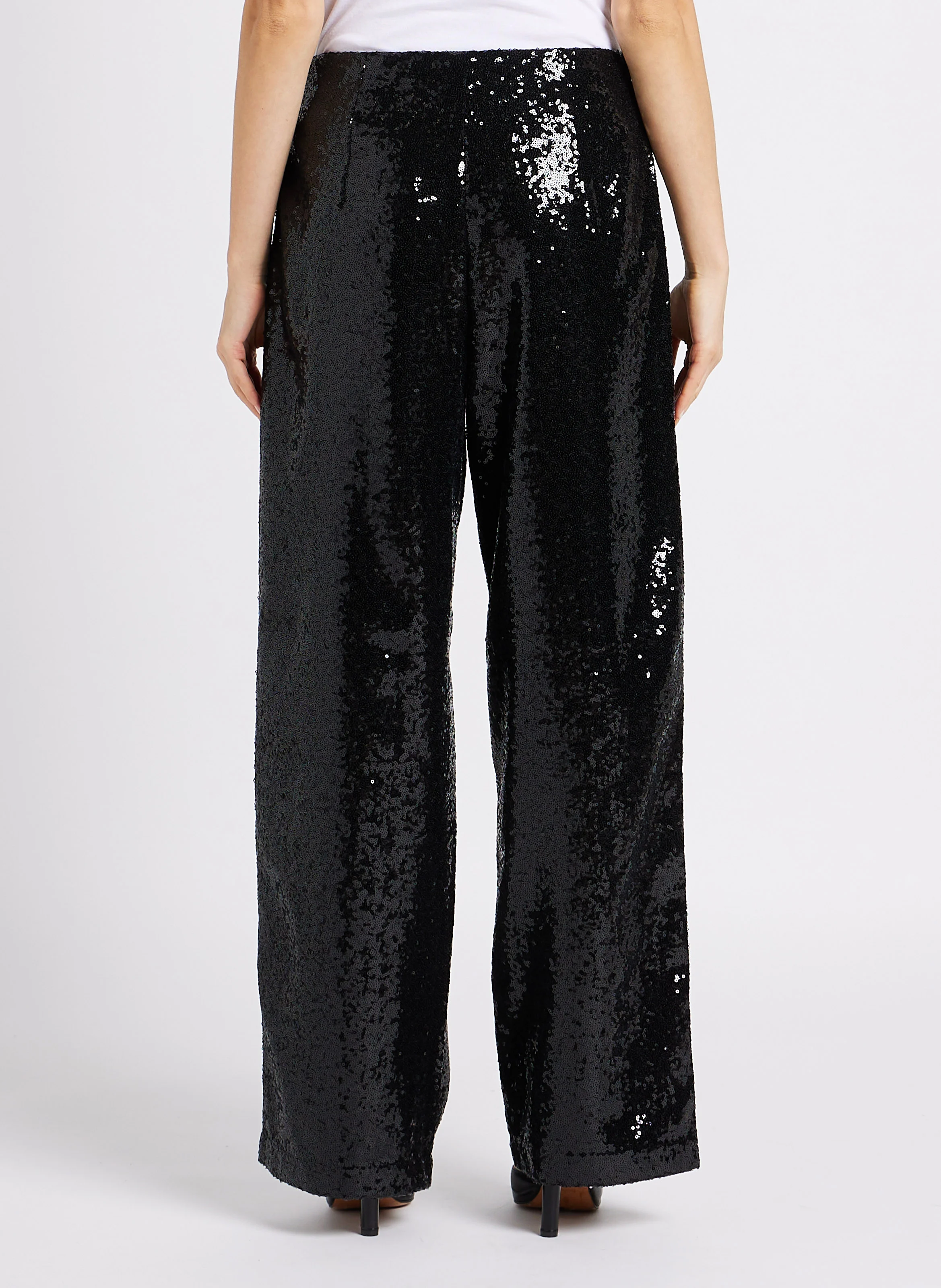 SERENA - Pantalon large à sequins | Noir
