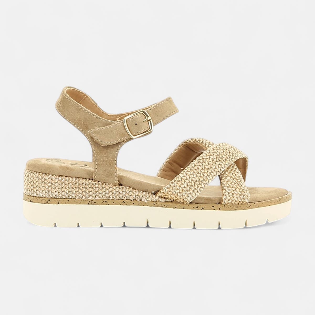 Nu-pieds à talon compensé Femme beige