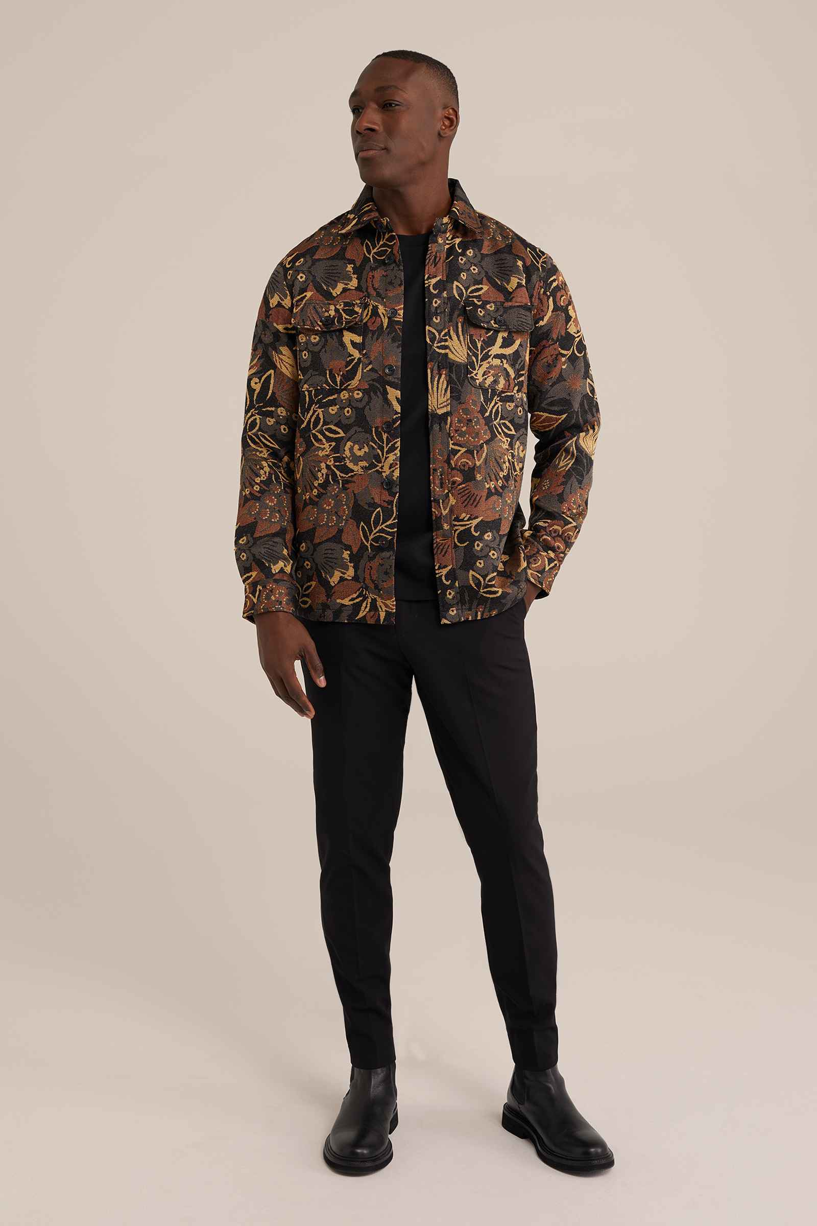 jacquard overshirt met dessin WE Fashion Zwart