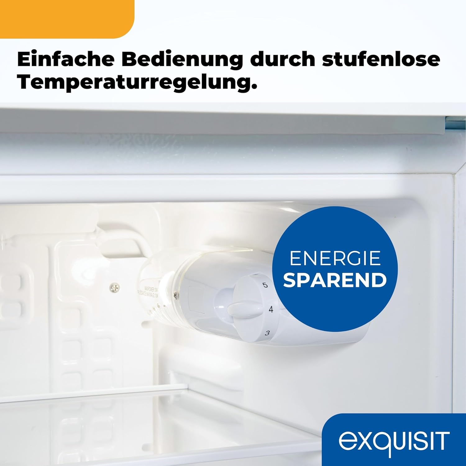 Exquisit Vollraumkühlschrank | 76 l Nutzinhalt, Energieeffizienzklasse E, 41 dB(A) | kompakt, LED-Innenbeleuchtung, manuelle Temperaturregelung, Glasablagen, Gemüseschublade | KS585-V-091E weiss