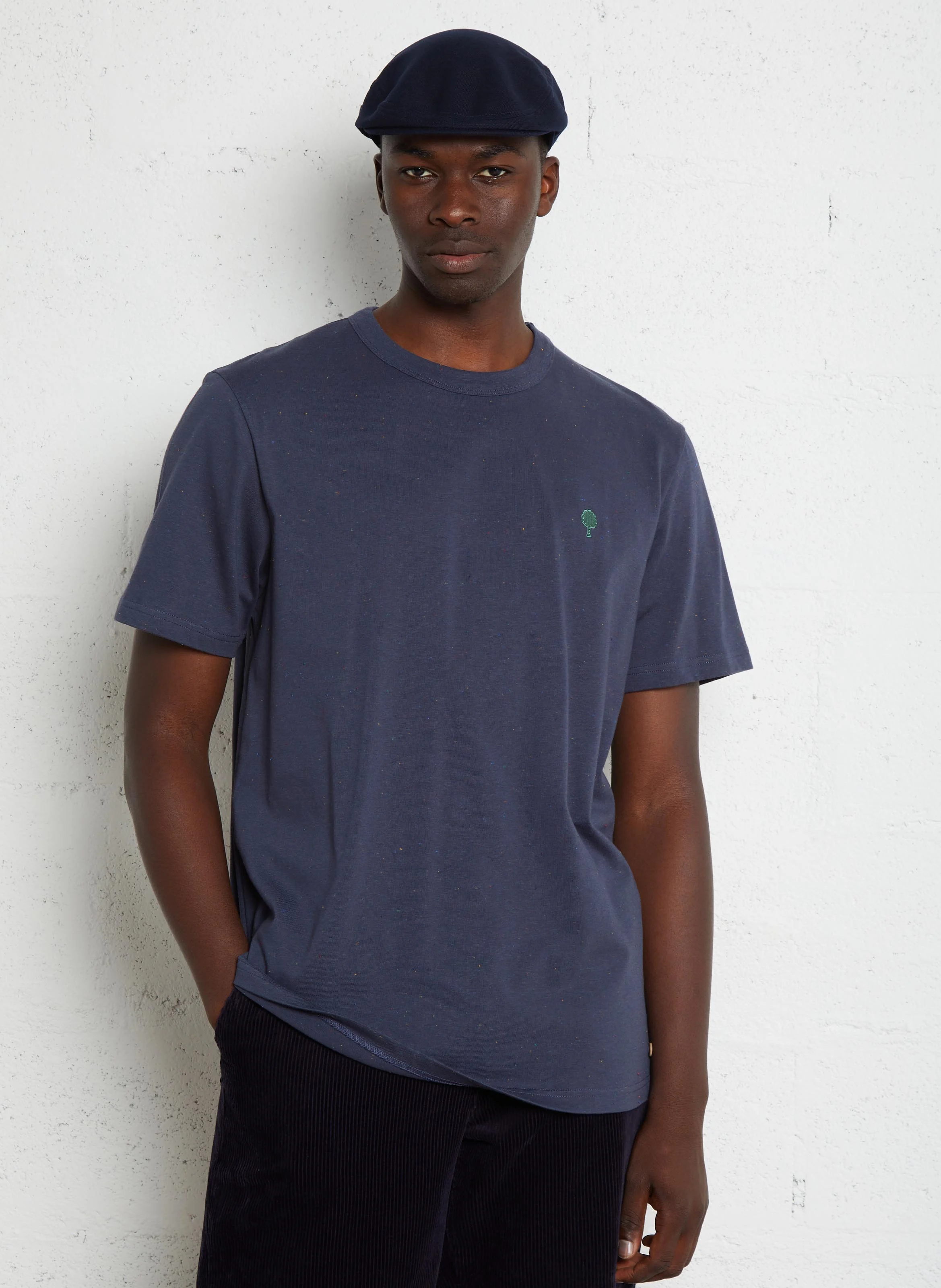 LUGNY - Tee-shirt col rond en coton mélangé | Bleu