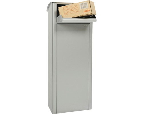 MEFA pakketbrievenbus, gepoedercoat staal, BxHxD 409/1021/326 mm, Beuken 458, wit aluminium RAL 9006, achterinwerpopening