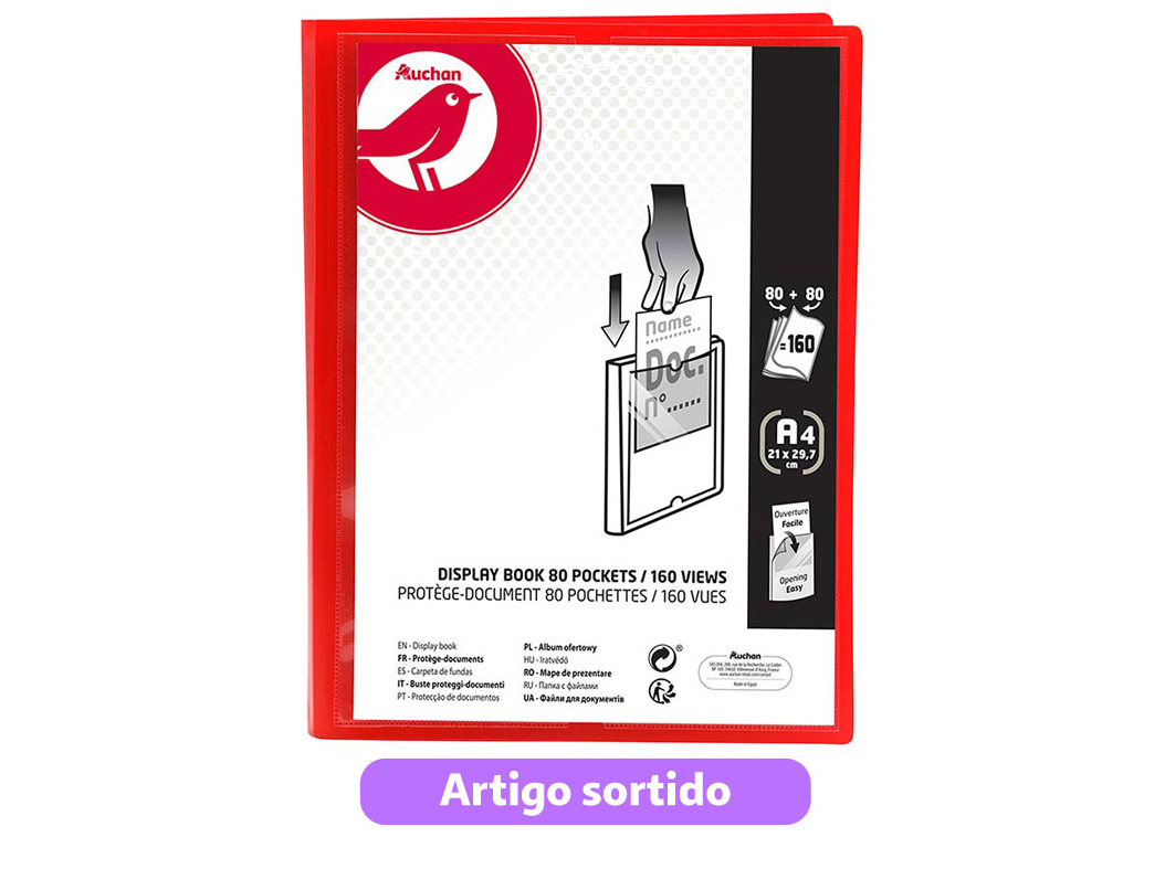 PORTFÓLIO AUCHAN A4 80 80 BOLSAS CORES SORTIDAS