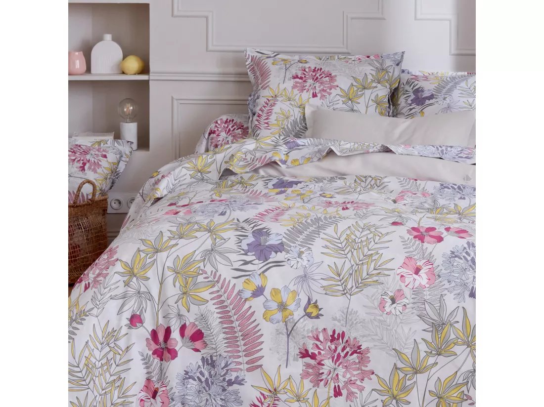 Drap plat 280x325 cm satin de coton ANAÏS multicolore