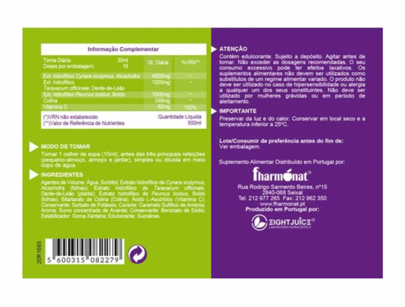 Fharmonat Alcachofra + Dente-de-leão 500 ml