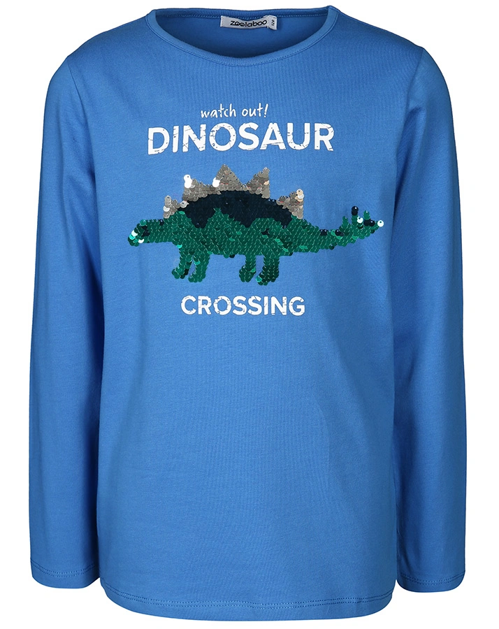 Langarmshirt DINOSAUR CROSSING mit Wendepailletten in royalblau
