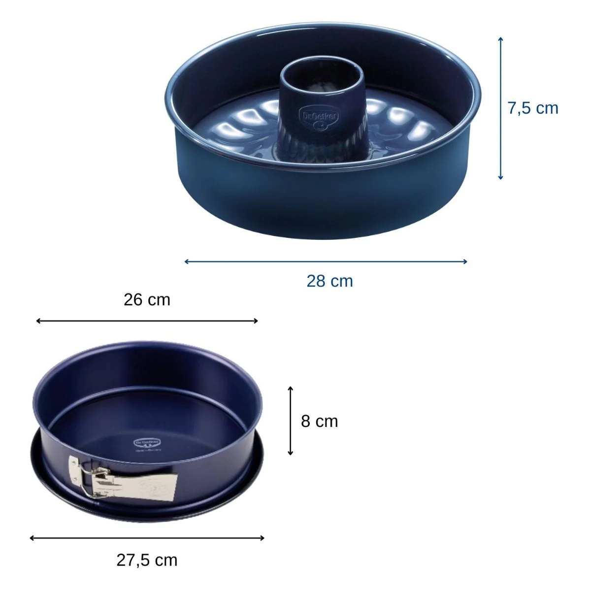 Moule à charnière 26 cm et moule à savarin fond amovible 28 cm Dr. Oet