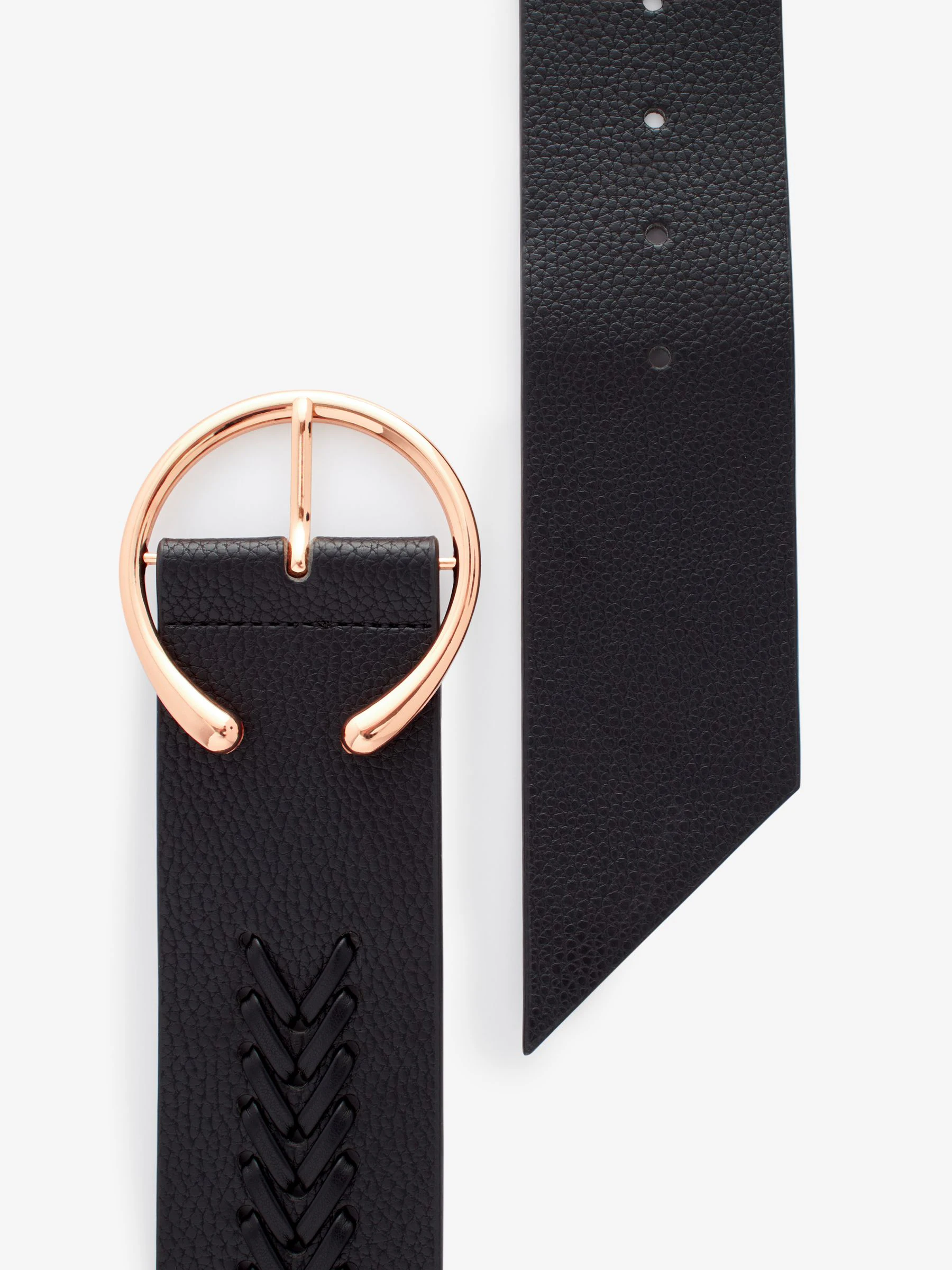 Zwart - Brede riem met vlechtdetail